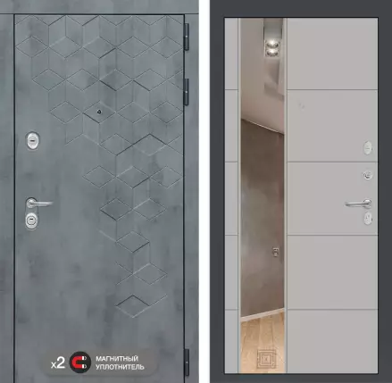 Входная дверь Бетон с зеркалом 19