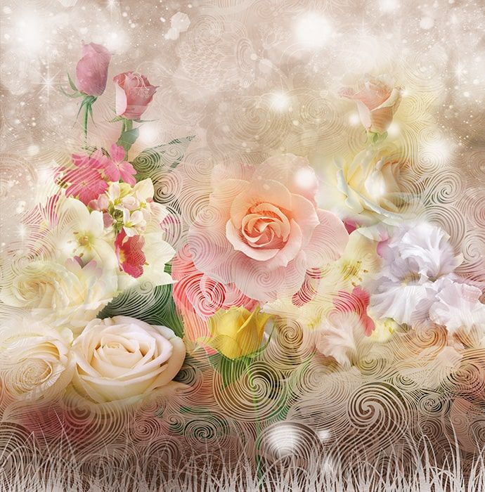 Графика Цветочная фантазия. Коллаж.  240