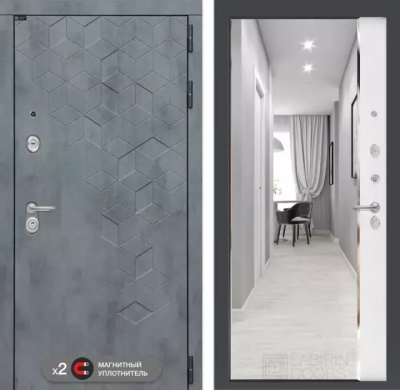 Входная дверь Бетон с зеркалом Панорама