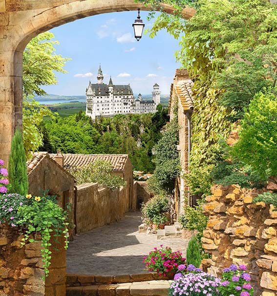 Фреска Замок на горе в каменной арке