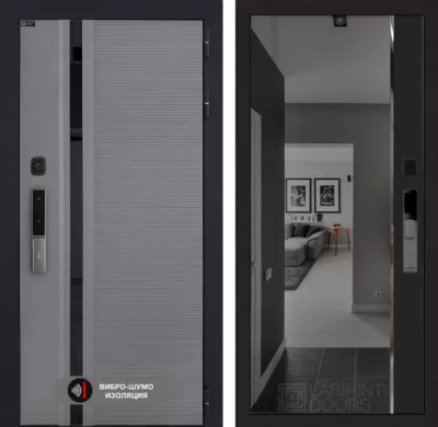 Входная дверь Пиано Смарт 2.0 с зеркалом (тонированное) Панорама