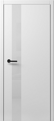 Дверь Статус Джи ширина 90 см Эмаль Стекло белое кромка Черная