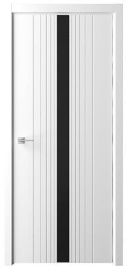 Дверь Геометрия-8 ширина 60 см Эмаль Стекло черное кромка В цвет полотна