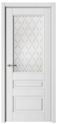 Дверь Классика-3 ширина 70 см Эмаль Стекло мателюкс "Лорд матовое" кромка В цвет полотна