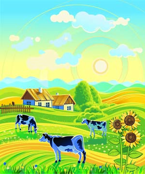 Фреска Коровы на лугу