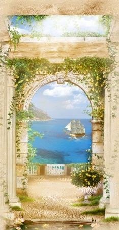 Фреска Античная арка с морским видом
