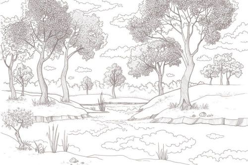 Фреска Графитовый лес-2