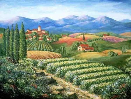 Фреска Итальянский прованс на фоне гор