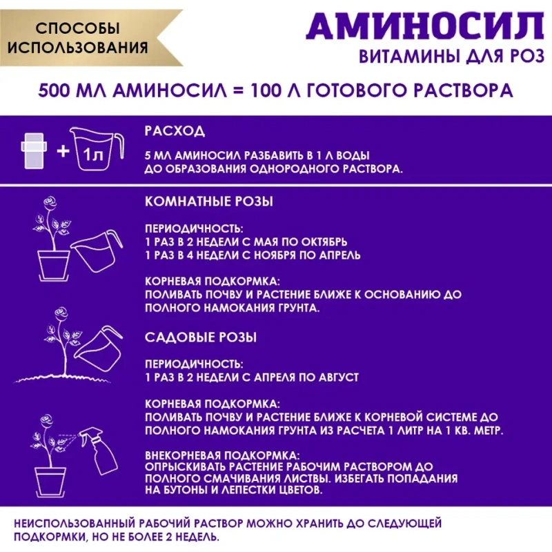 Витамины Аминосил для роз форме концентрата 5мл