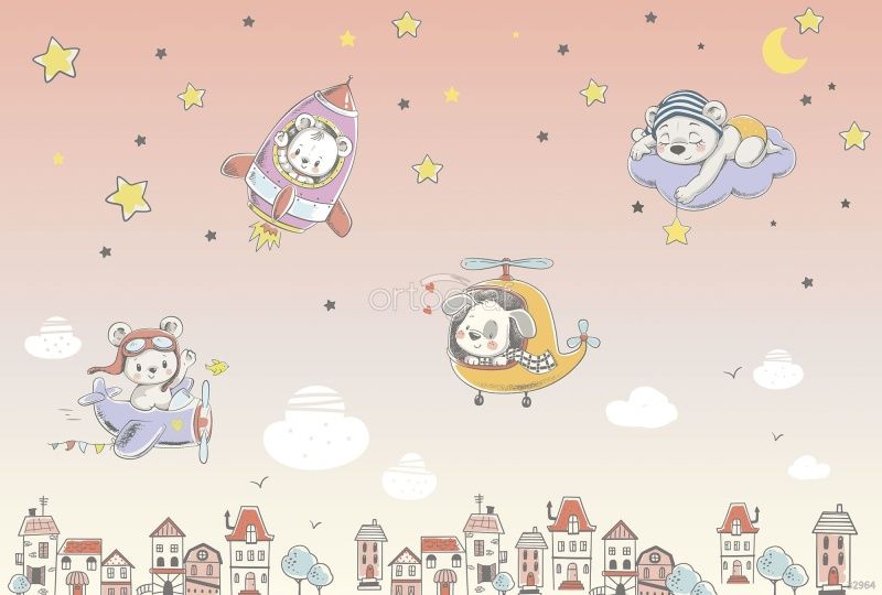 Фреска Полет зверушек Art.32964