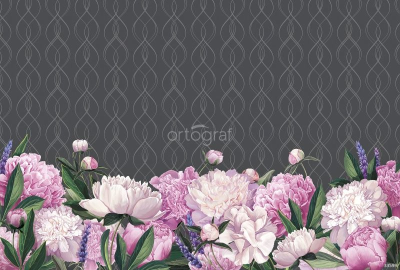 Фреска Пионы на фоне Art.33599