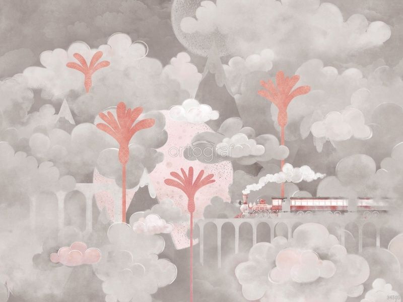 Фреска Поезд в облаках Art.34505