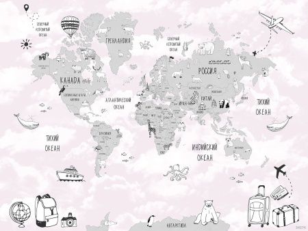 Фреска Карта мира чемоданы Art.34374