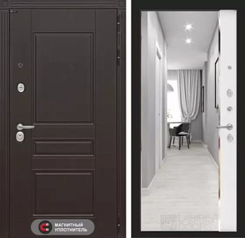 Входная дверь Мегаполис с зеркалом Панорама