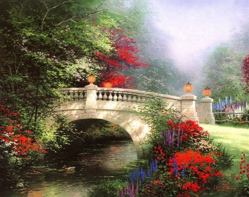 Фреска Пейзаж с мостиком