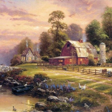 Фреска Домик на берегу реки