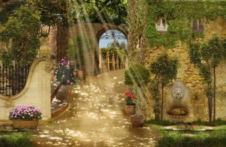 Фреска Летний дворик в тени