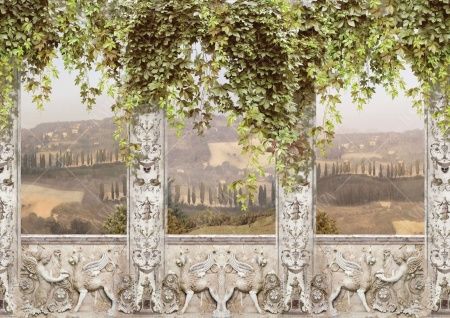 Фреска Панно вид с веранды на тосканский пейзаж