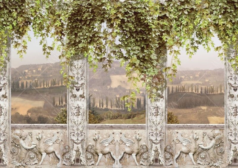 Фреска Панно вид с веранды на тосканский пейзаж