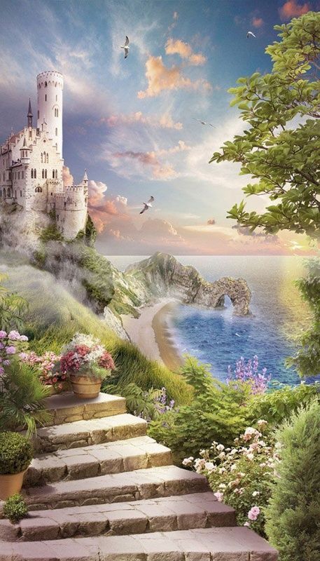 Фреска Белый замок на фоне заката