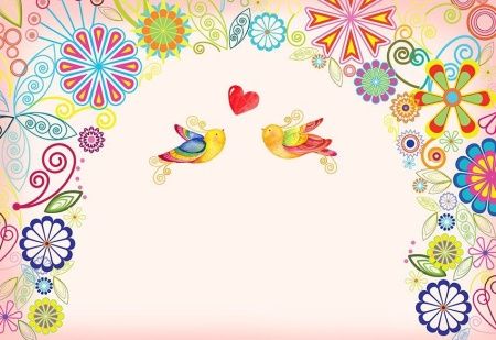 Фреска Две птички в цветочной арке