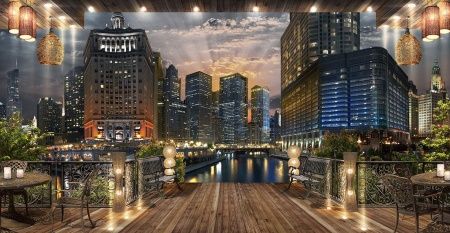 Фреска Вечерняя терраса с небоскребами