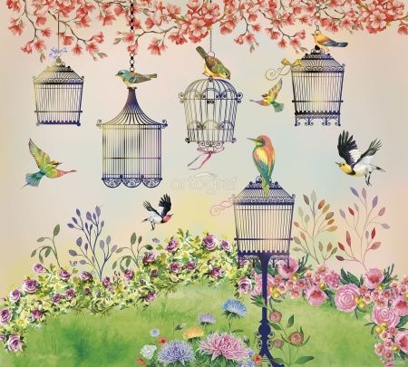 Птицы и клетки в саду Art.30246
