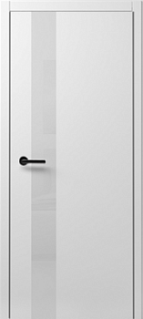 Дверь Статус Джи ширина 60 см Эмаль Стекло белое кромка Черная