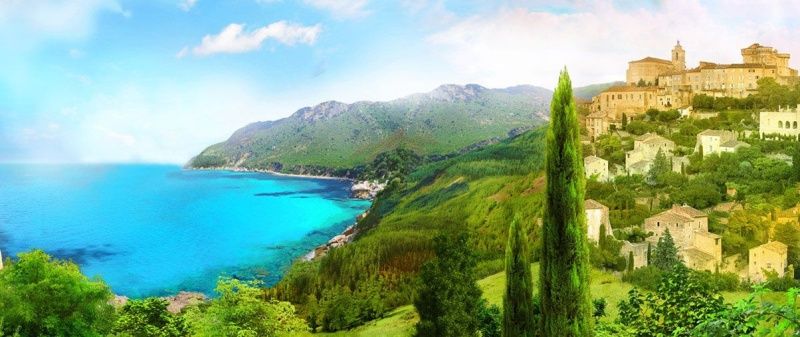 Фреска Старинный город на берегу