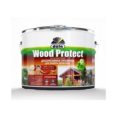 Пропитка для защиты древесины с воском Dufa Wood Protect (Белый), 9 л