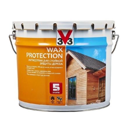 Антисептик для дерева с воском V33 Wax Protection (Темный дуб), 9л