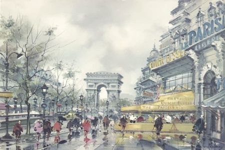 Фреска Парижская улочка рисованная