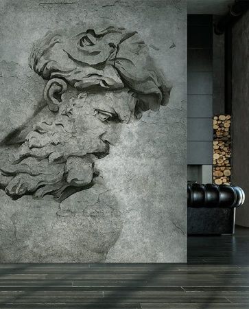 Графика Посейдон. Бетонная стена. Лофт. ag0414