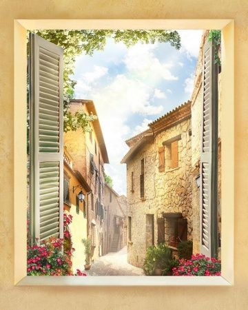 Фреска Окно с видом на улочку