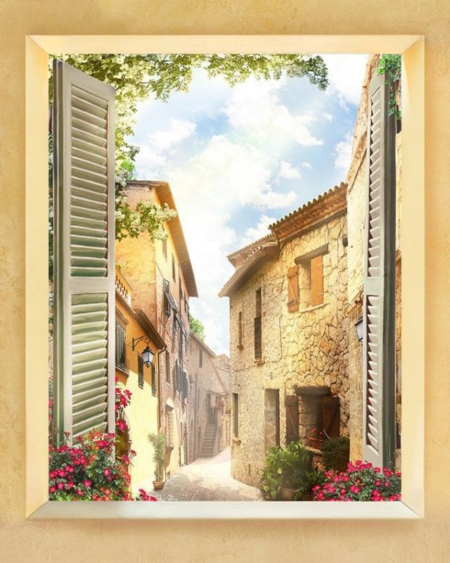 Фреска Окно с видом на улочку