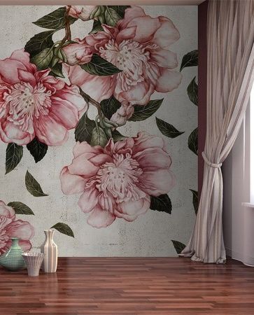 Графика Пионы на стене.  ag0093