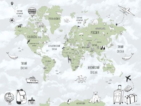Фреска Карта мира чемоданы Art.34375