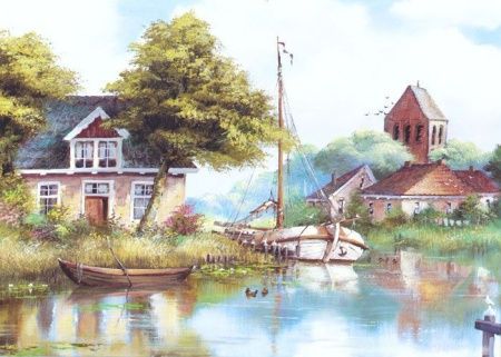 Фреска Летний день на реке