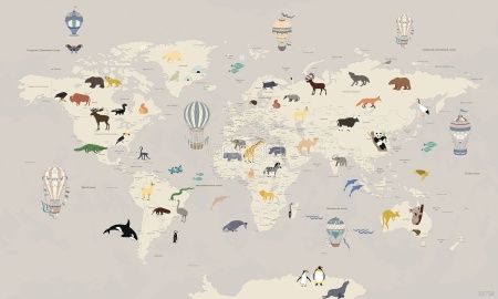 Фреска Карта со зверушками Art.33728