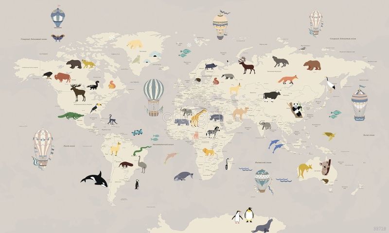 Фреска Карта со зверушками Art.33728