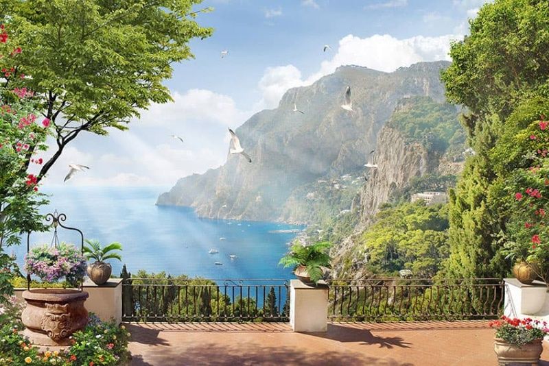 Фреска Смотровая площадка с видом на морской пейзаж