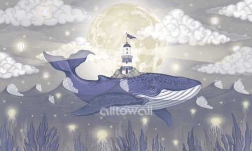 Фреска Кит в облаках