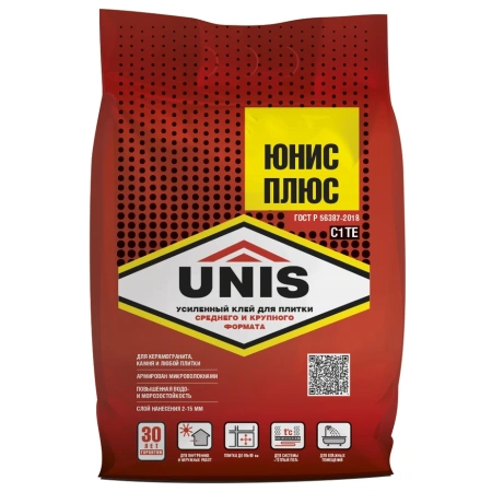 Клей для плитки/ керамогранита/ камня Unis Плюс класс С1 ТЕ 5 кг