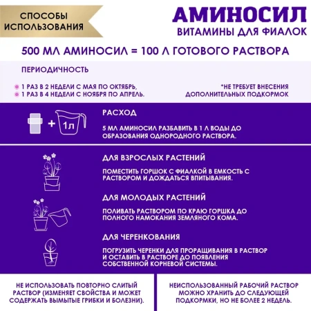 Витамины Аминосил для фиалок в форме концентрата 250мл