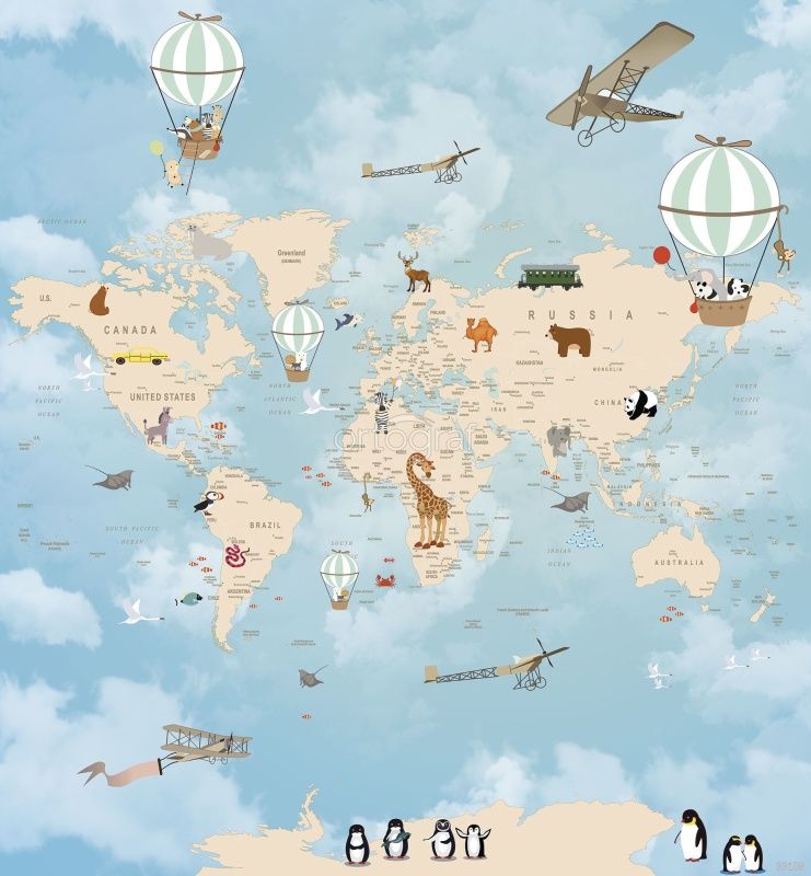 Фреска Карта со зверями Art.33108