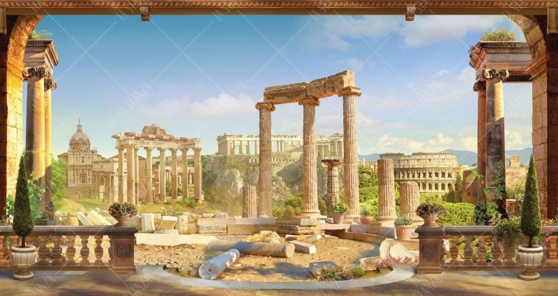 Фреска Вид с террасы на античные развалины