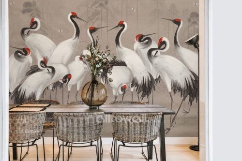 Фреска Белые журавли-1