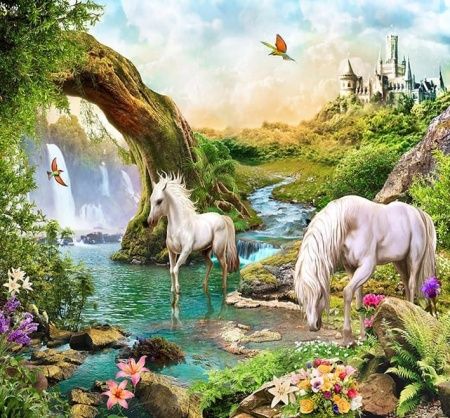 Фреска Два единорога у водоема