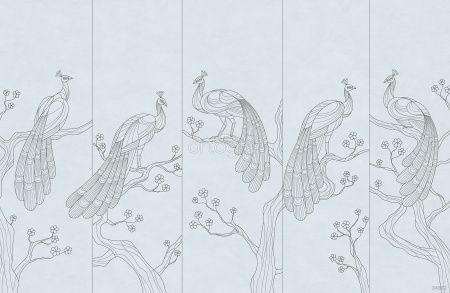 Фреска Линейные птицы Art.34582