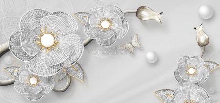 Серебрянные цветы Art.33487